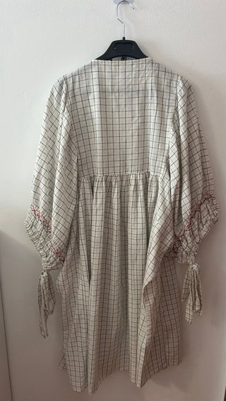 Vestido Zara Estampado Cuadros Talla L 30 % lino