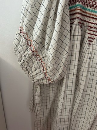 Vestido Zara Estampado Cuadros Talla L 30 % lino