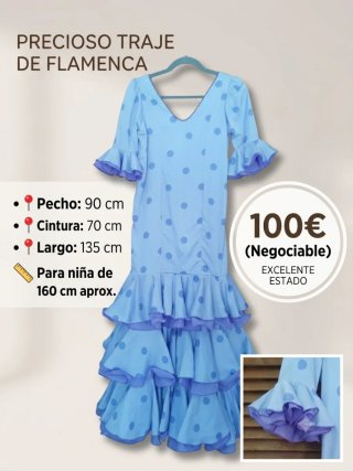 Traje de flamenca niña morado/lila con lunares
