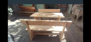 Conjunto 4 mesa y bancos madera