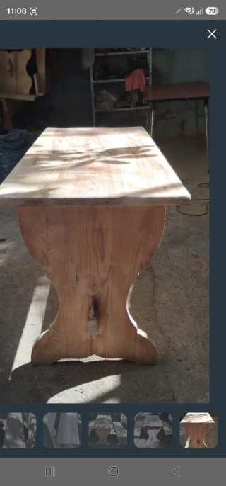 Conjunto 4 mesa y bancos madera