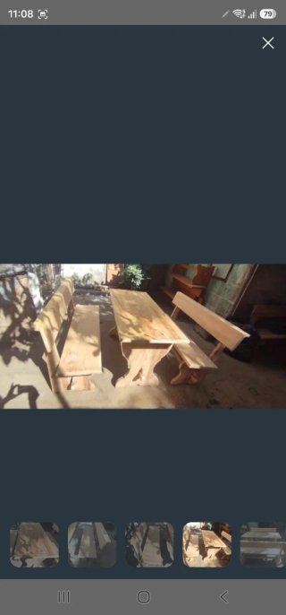 Conjunto 4 mesa y bancos madera