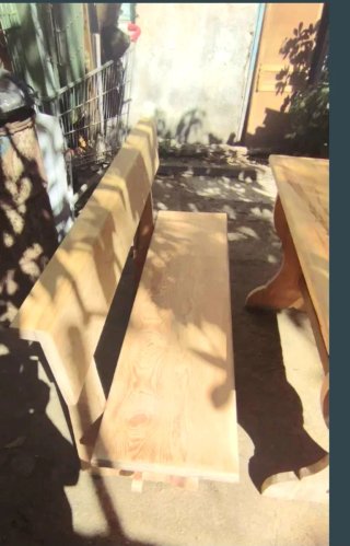 Conjunto 4 mesa y bancos madera
