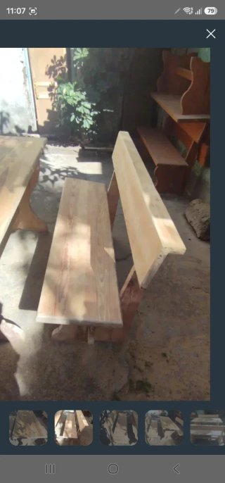 Conjunto 4 mesa y bancos madera