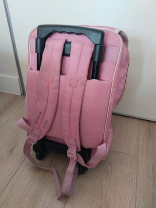 Mochila escolar con ruedas y diseño arcoíris