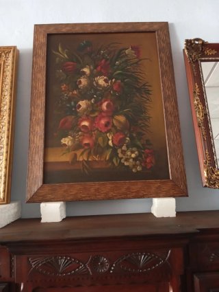 Cuadro de flores en madera