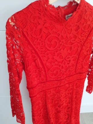 Vestido Teria Yabar Rojo Encaje