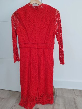 Vestido Teria Yabar Rojo Encaje