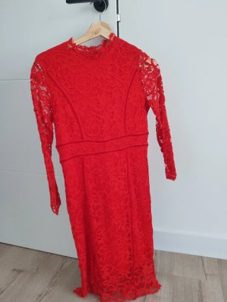 Vestido Teria Yabar Rojo Encaje