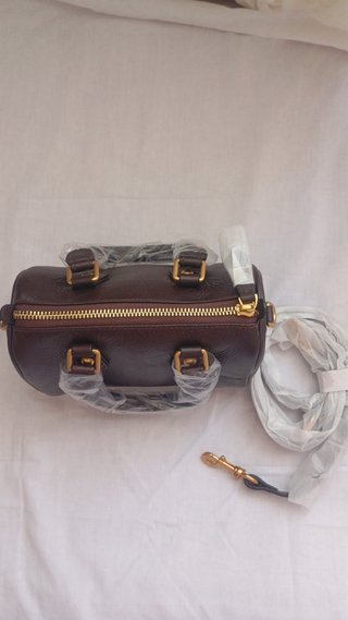 Coffee Full Grain Leather Boston Bags