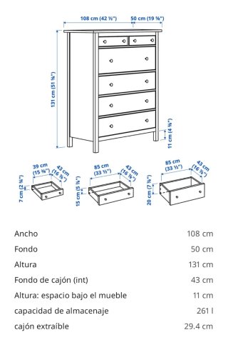 Cómoda Hemnes IKEA Madera Clara