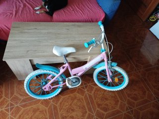 Bicicleta infantil rosa y azul