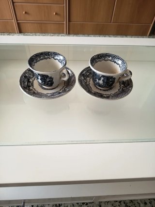Azucarero Pickman La Cartuja + 2 tazas y platos