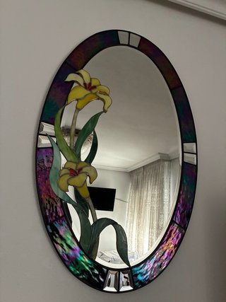 Espejo emplomado estilo Art Nouveau Flor Cristal