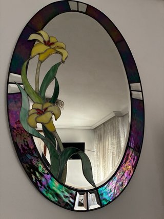 Espejo emplomado estilo Art Nouveau Flor Cristal