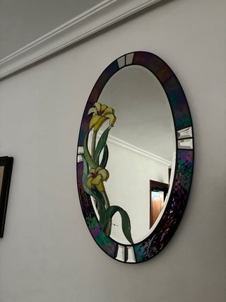 Espejo emplomado estilo Art Nouveau Flor Cristal