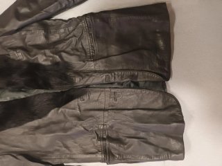 Chaquetón vintage negro con cuello de pelo