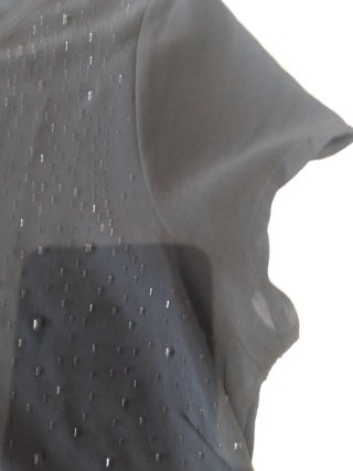 Camiseta blanca con pedrería plateada