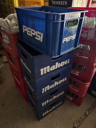 Lote 70 Cajas botellines de cristal+Barra plegable
