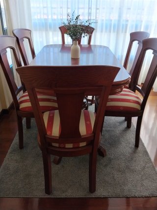 Mesa comedor cerezo + 6 sillas