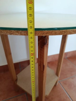 Mesa camilla pequeña con cristal