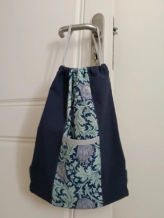 Mochila de tela estampado Williams Morris azul