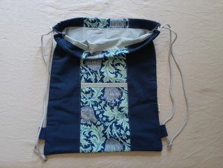 Mochila de tela estampado Williams Morris azul