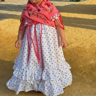 Traje Flamenca Niña Blanco Lunares
