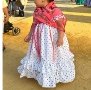 Traje Flamenca Niña Blanco Lunares