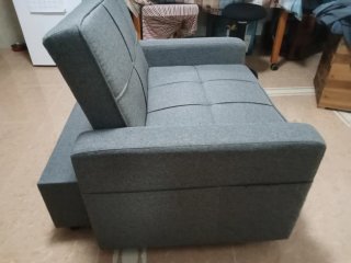 Sofá cama individual gris tela