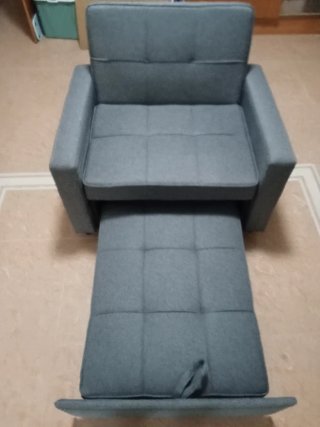 Sofá cama individual gris tela