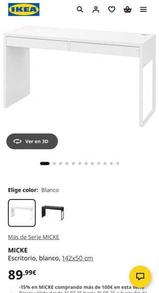 Escritorio blanco con cajones