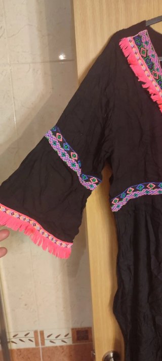 Vestido tipo Kaftán Negro Bordado Talla XL