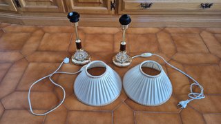 Lámparas de mesilla metal vidrio + Tulipas ANTIGUO