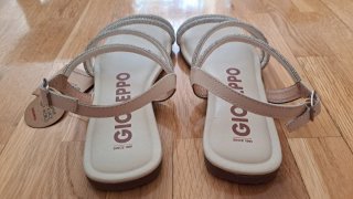 Sandalias Gioseppo Piel Beige/Plata con Estrás