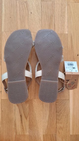 Sandalias Gioseppo Piel Beige/Plata con Estrás
