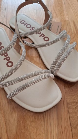 Sandalias Gioseppo Piel Beige/Plata con Estrás