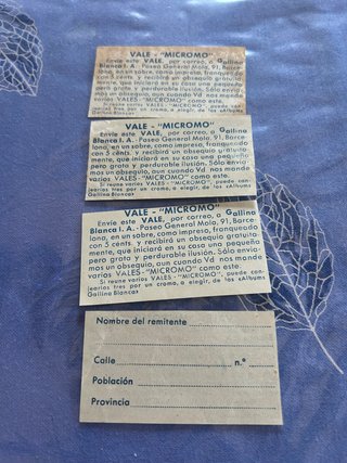 7 Vales antiguos Gallina Blanca 1950
