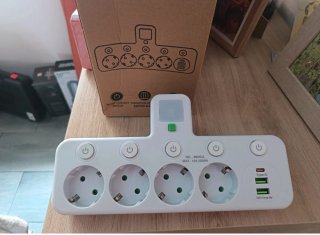 Regleta 4 enchufes + 2 USB + 1 Type-C