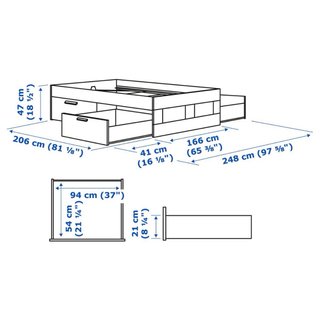 Cama Brimnes Ikea Blanca con Cabecero y colchón