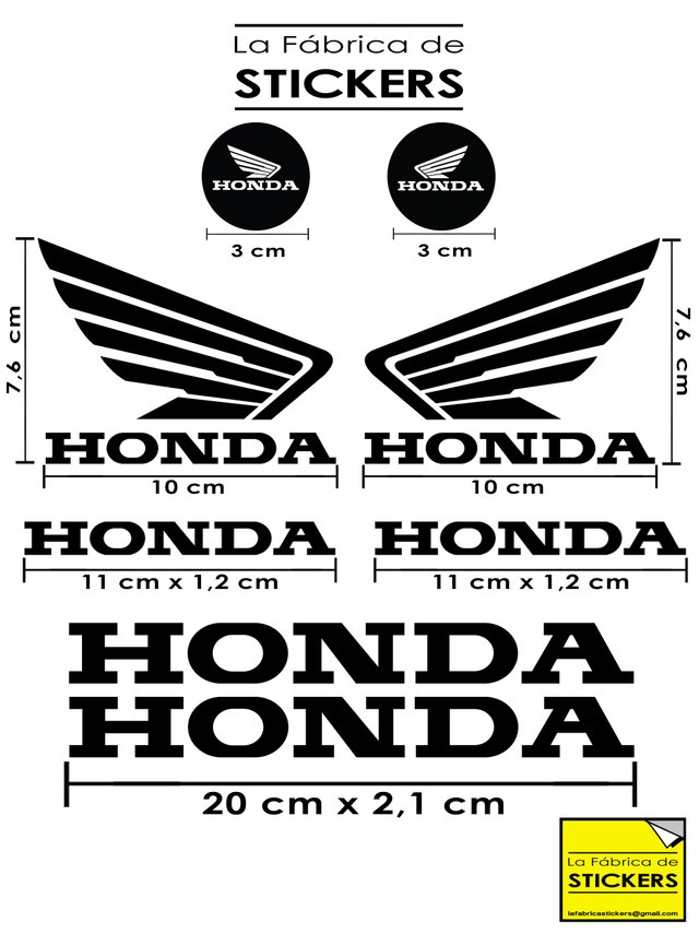 Pack 8 Pegatinas HONDA Vinilo alta calidad