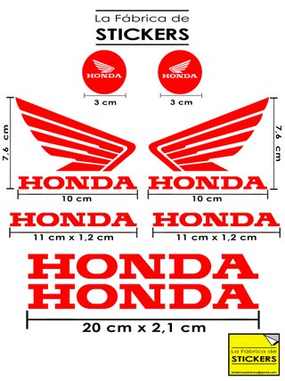 Pack 8 Pegatinas HONDA Vinilo alta calidad