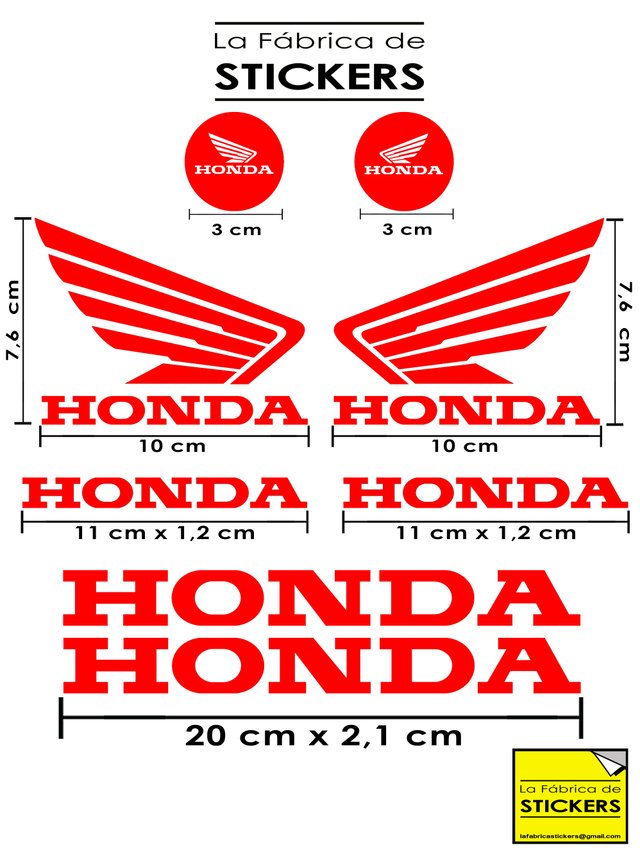 Pack 8 Pegatinas HONDA Vinilo alta calidad