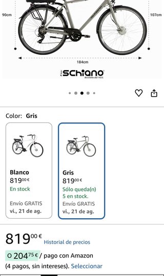 Bicicleta Eléctrica F.lli Schiano E-Moon 28