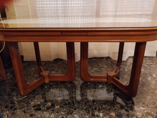 Mesa comedor madera maciza y cristal