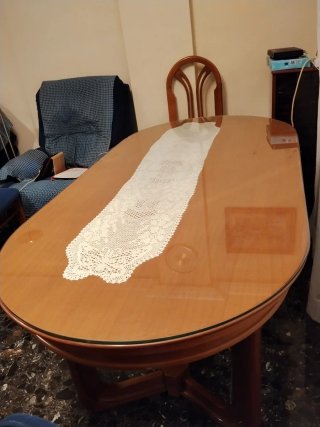 Mesa comedor madera maciza y cristal