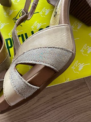 Sandalias Pitillos Tacón 8cm Talla 40 Beige