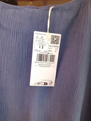Mono Mango Azul Talla 12 Años (152 cm) NUEVO