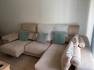 Sofá chaise longue 3 plazas beige