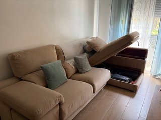 Sofá chaise longue 3 plazas beige